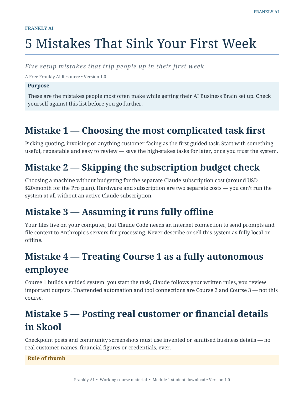 5 Mistakes That Sink Your First Week — preview